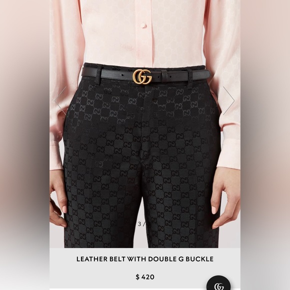 GUCCI LEATHER BELT WITH DOUBLE G BUCKLE Like New! - Picture 5 of 6